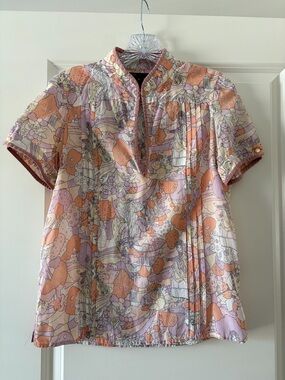 Marc by Marc Jacobs - Size 6 - Pastel Short Sleeve Blouse w/ Mandarin Collar